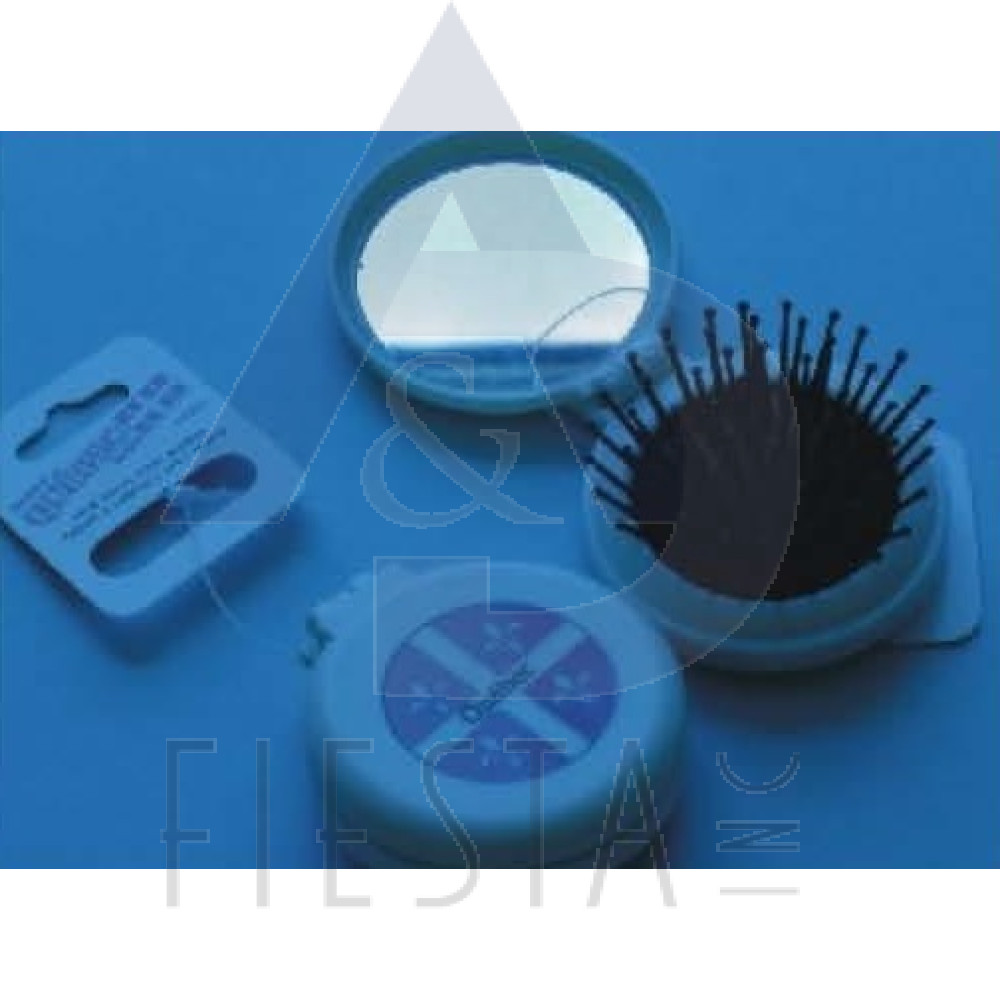 QUEBEC FOLDING HAIR BRUSH WITH MIRROR