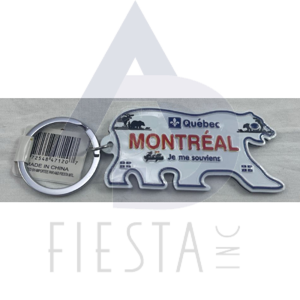 MONTREAL BEAR SHAPE LICENSE PLATE KEY CHAIN 