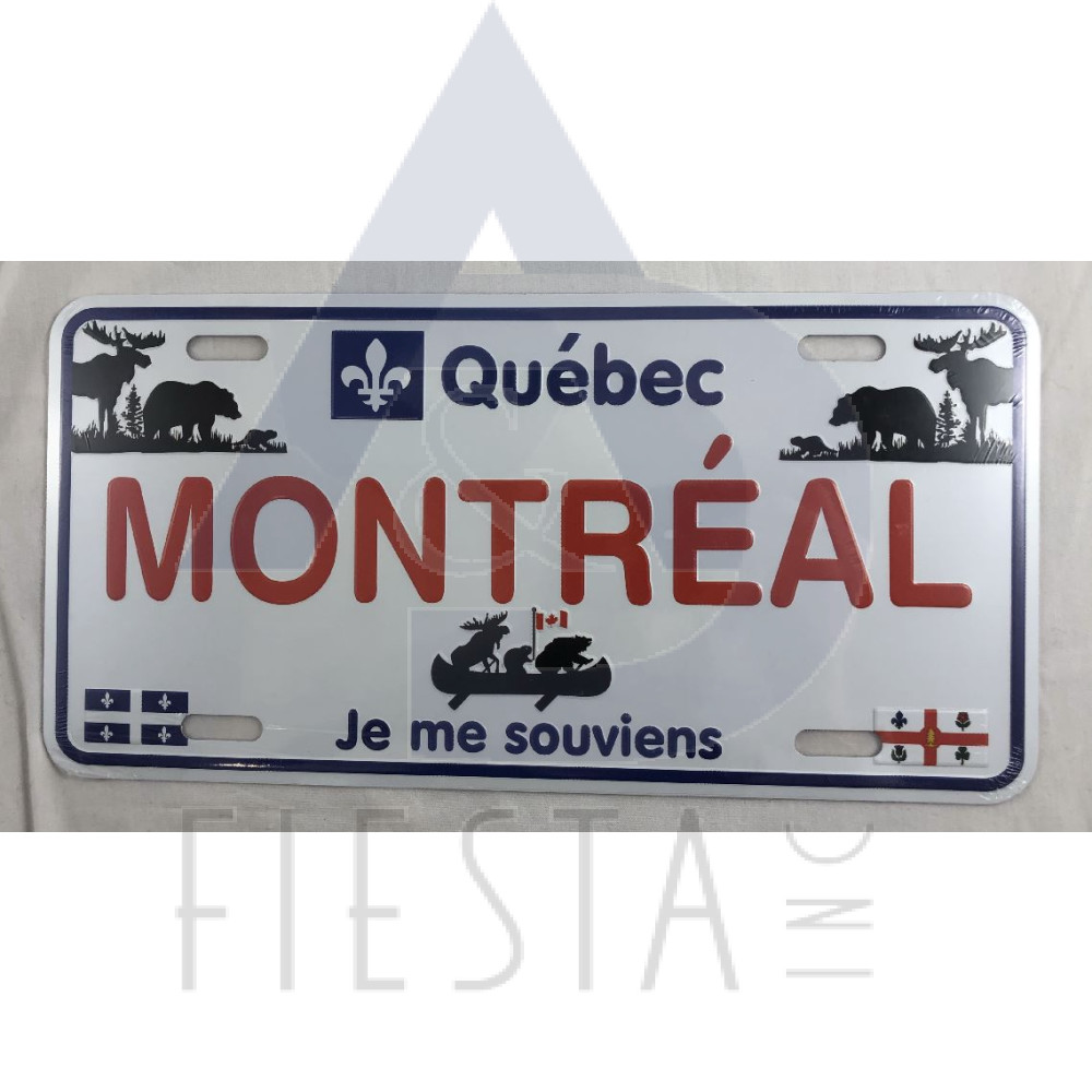 MONTREAL MEDIUM SIZE LICENSE PLATE "MONTREAL" IN BIG AND FEW SMALL PICTURES MONTREAL AND QUEBEC FLAG AT BOTTOM 20.4 X 10.2 CM