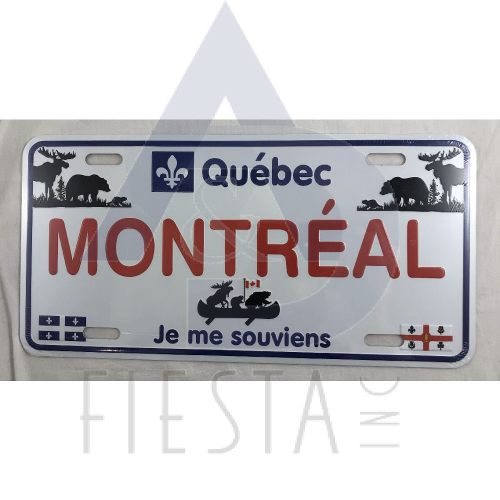 MONTREAL LICENSE PLATE "MONTREAL" IN BIG AND FEW SMALL PICTURES MONTREAL AND QUEBEC FLAG AT BOTTOM 10X5 CM MAGNET