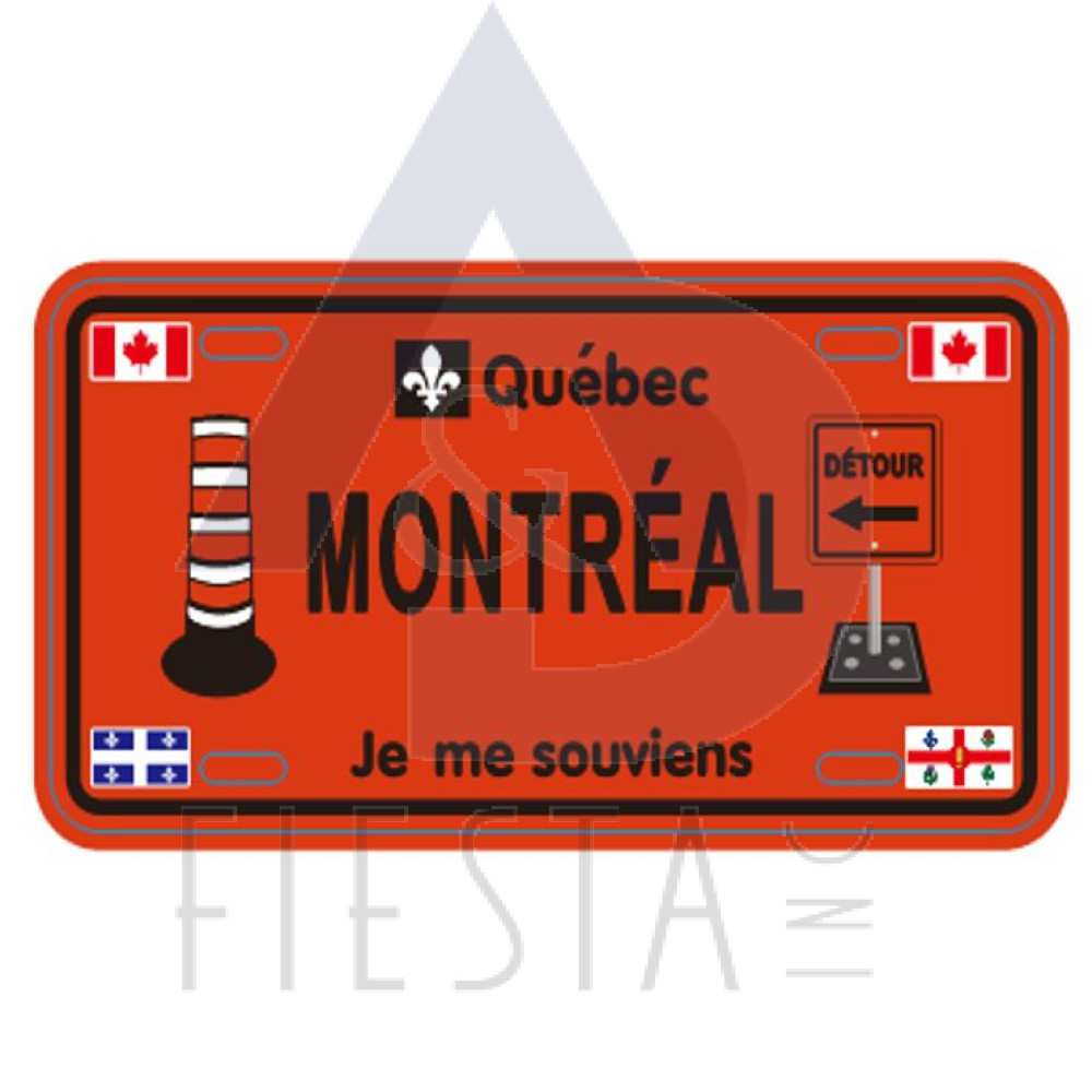 MONTREAL LARGE SIZE CONSTRUCTION LICENSE PLATE "DETOUR" 30X15 CM