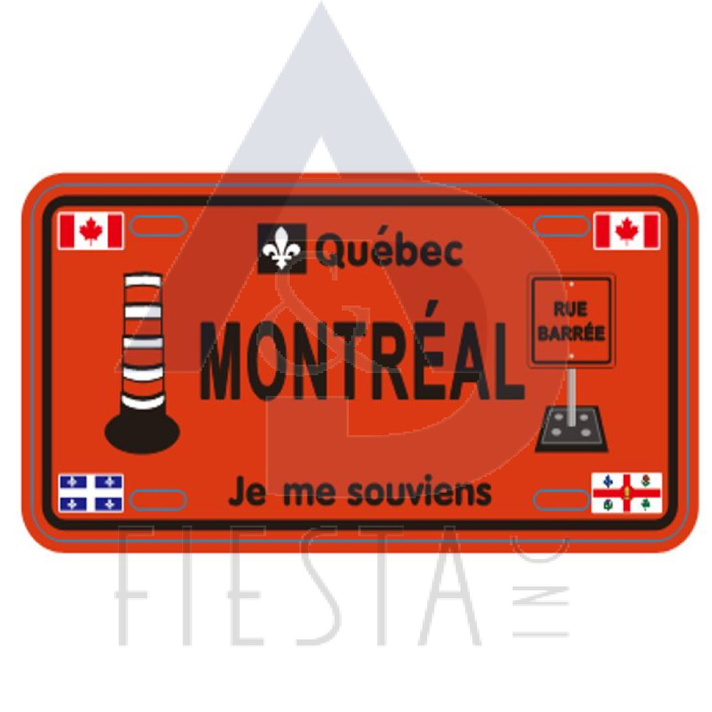 MONTREAL LARGE SIZE CONSTRUCTION LICENSE PLATE "RUE BARREE" 30X15 CM