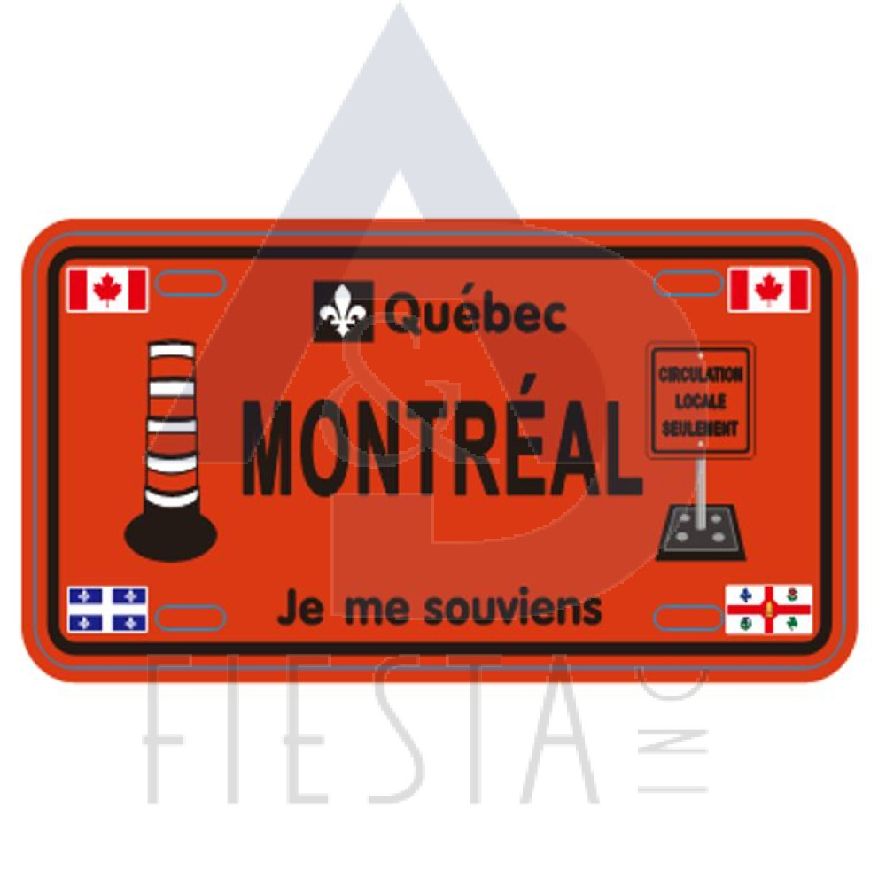 MONTREAL LARGE SIZE CONSTRUCTION LICENSE PLATE "CIRCULATION LOCALE SEULEMENT" 30X15 CM