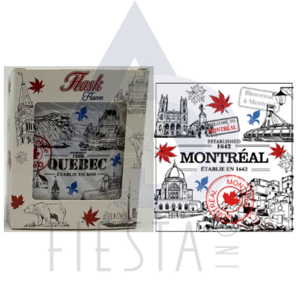 MONTREAL 6 OZ. WHITE FLASK WITH ICONS