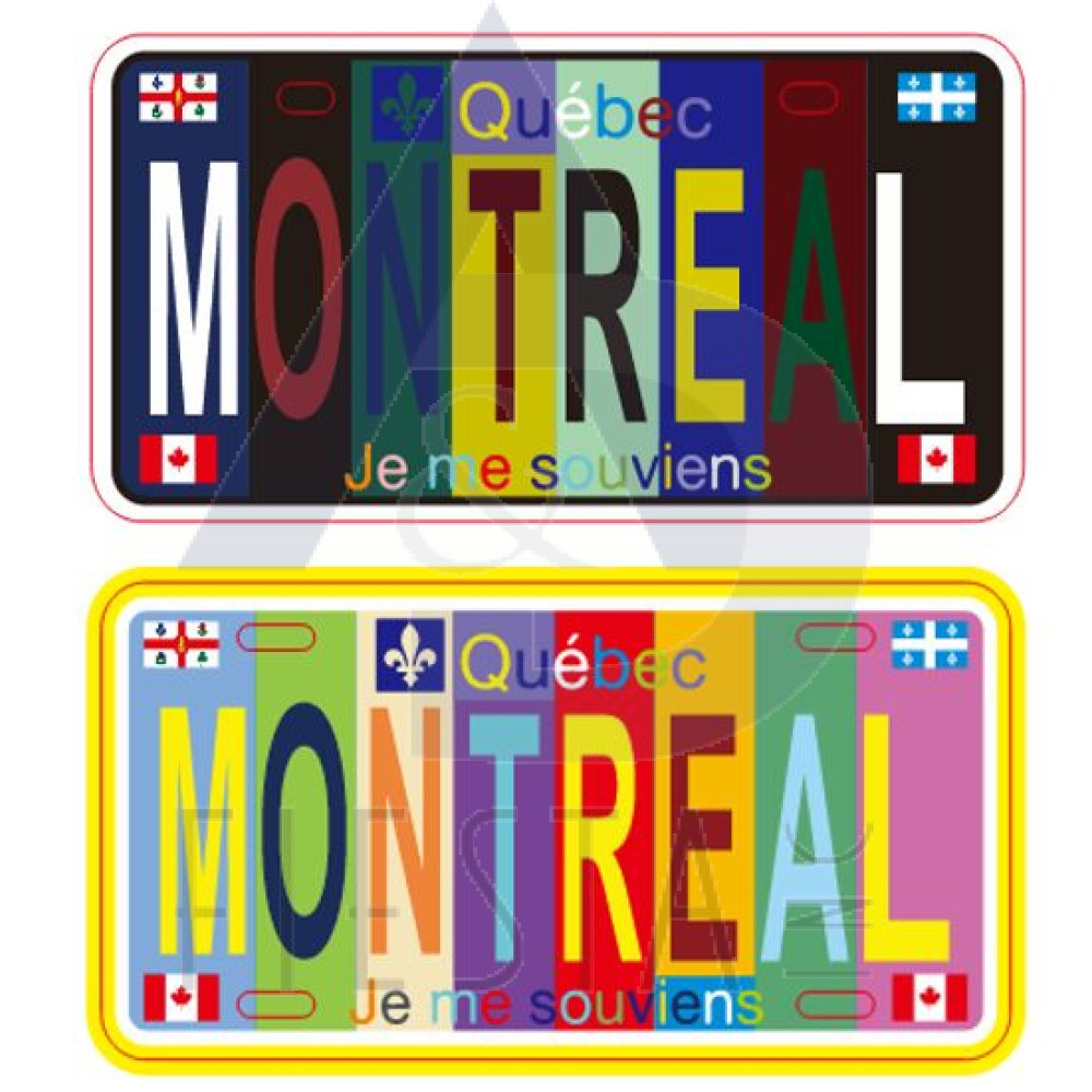 MONTREAL "FOIL" LICENSE PLATE "MONTREAL" MULTI DARK/LIGHT COLOR ASSORTED 10X5 CM MAGNET
