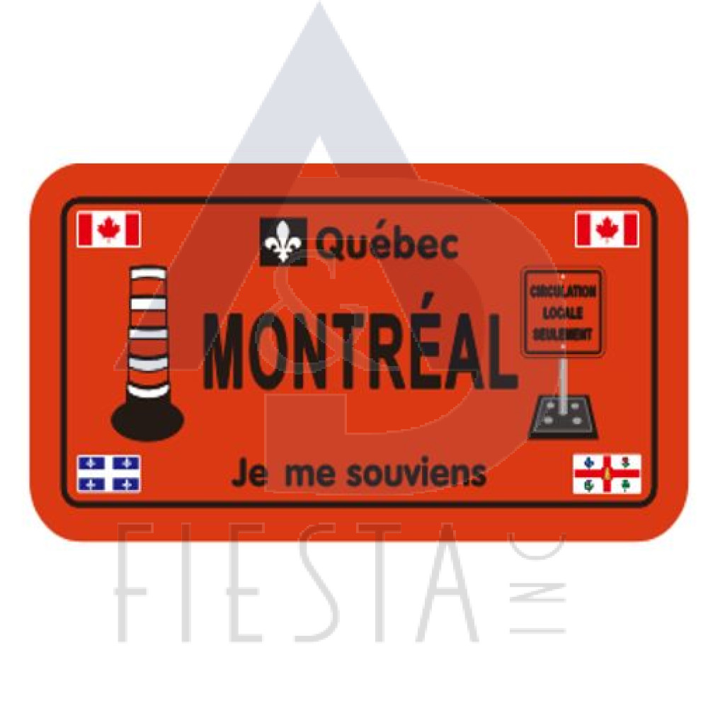 MONTREAL METAL CONSTRUCTION LICENSE PLATE "CIRCULATION LOCALE SEULEMENT" 10X5 CM MAGNET