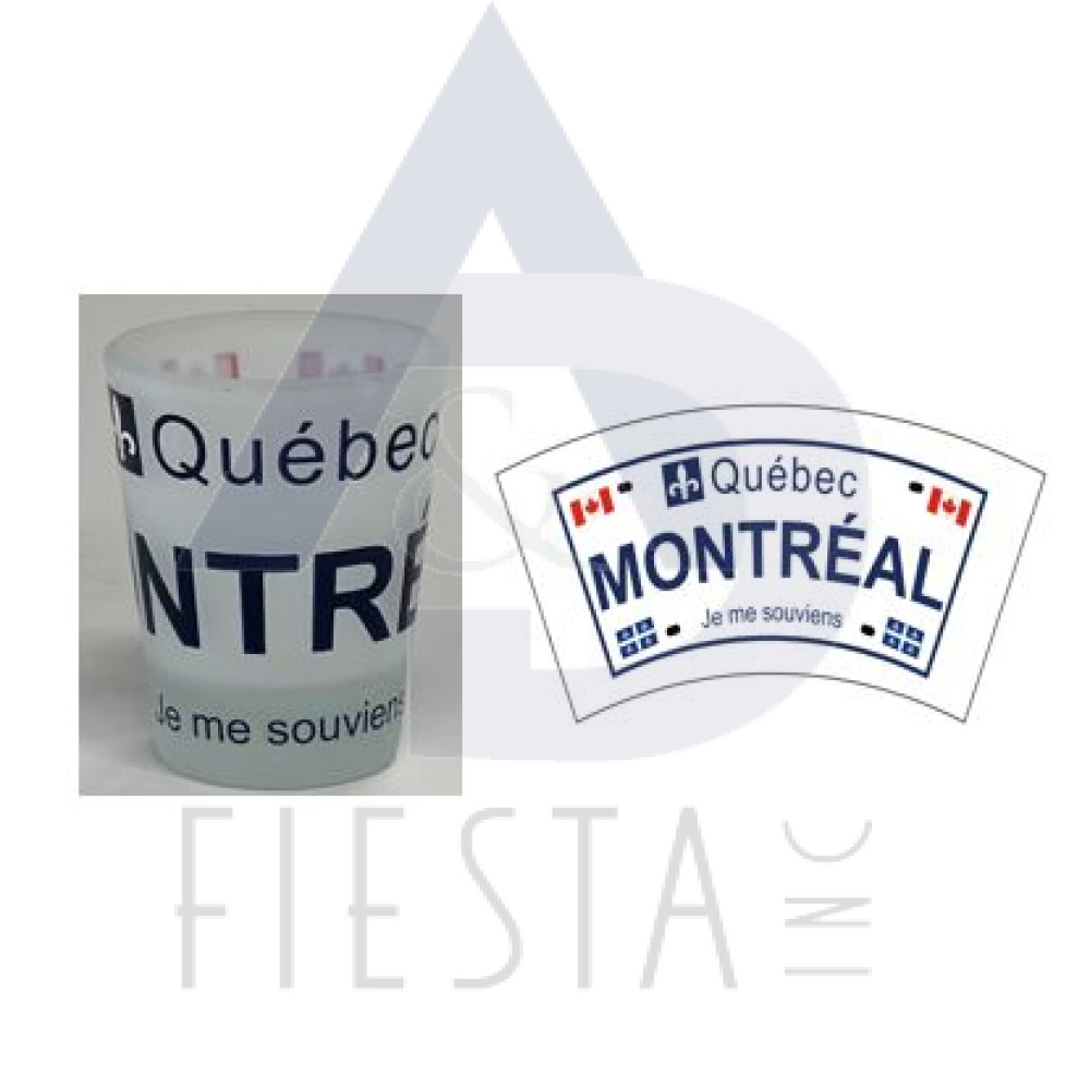 MONTREAL LICENSE PLATE FROSSTED SHOT GLASS