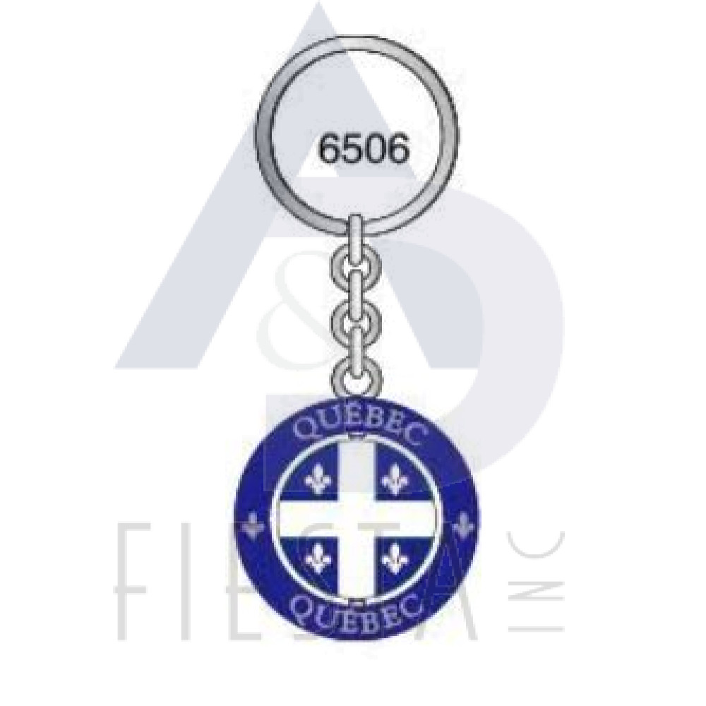 QUEBEC BLUE SPINNING FLAG KEY CHAIN