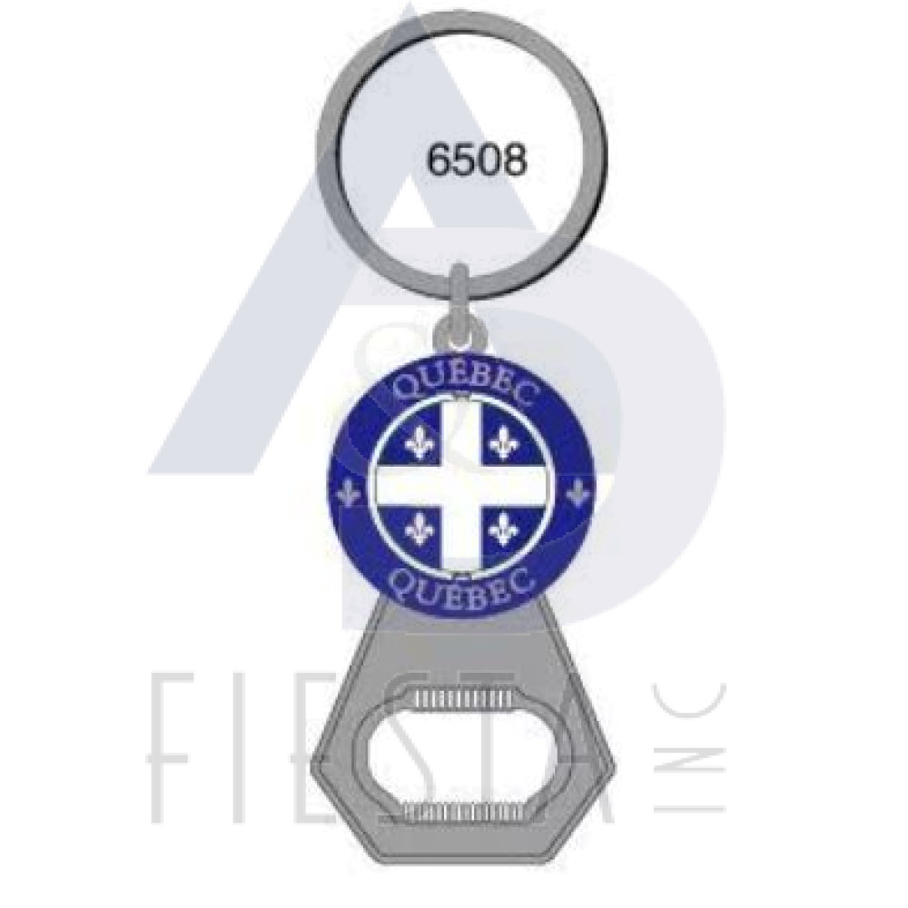 QUEBEC BLUE SPINNING FLAG WITH BOTTLE OPENER KEY CHAIN