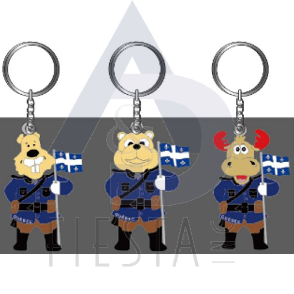 QUEBEC RCMP MOOSE/BEAR/BEAVER ASSORTED KEY CHAIN