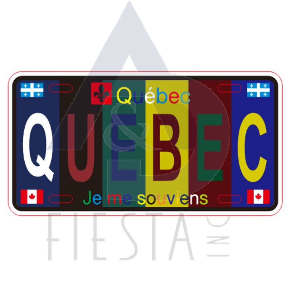 QUEBEC LARGE SIZE LICENSE PLATE "QUEBEC" MULTI DARK COLOR 30X15 CM