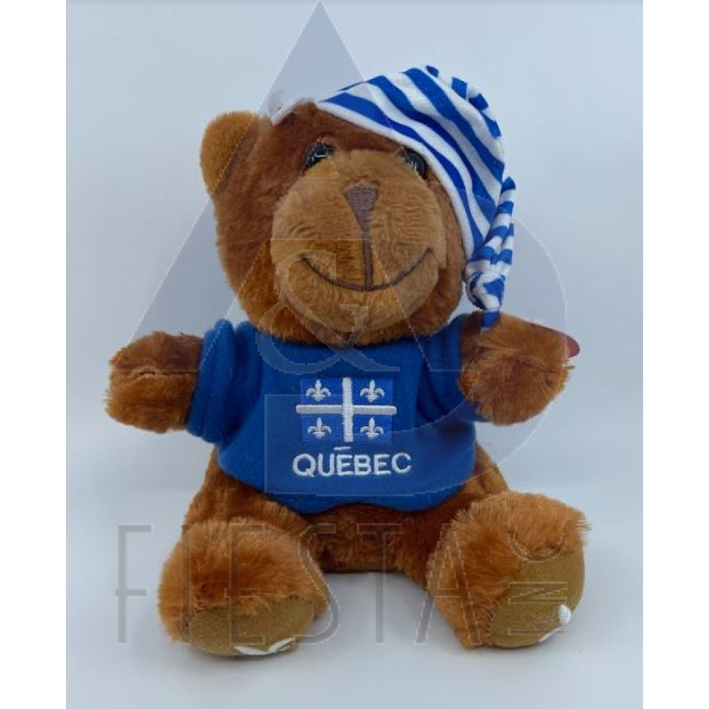QUEBEC PLUSH 7" BABY BEAR IN T-SHIRT WITH HAT 