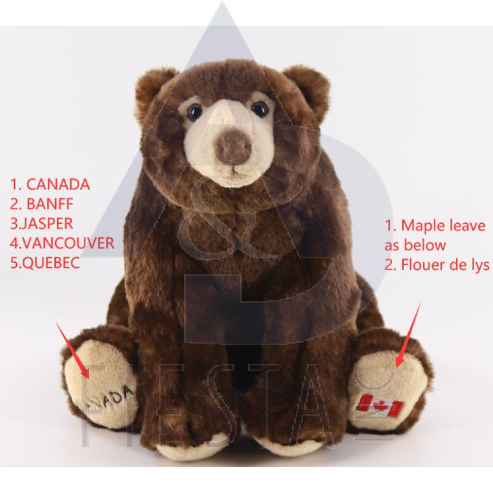 QUEBEC PLUSH 38 CM HAIRY BROWN GRIZZLY BEAR