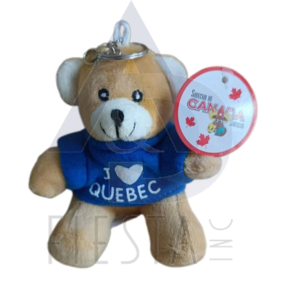 QUEBEC PLUSH 4" BROWN BEAR WITH T-SHIRT "J' ❤ QUEBEC" KEY CHAIN AND CLIMBER