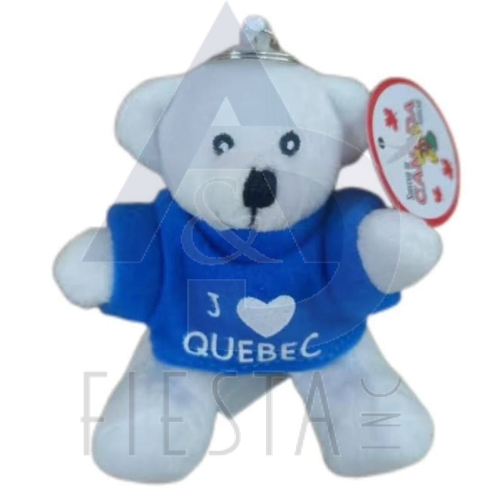 QUEBEC PLUSH 4" WHITE BEAR WITH T-SHIRT "J' ❤ QUEBEC" KEY CHAIN AND CLIMBER