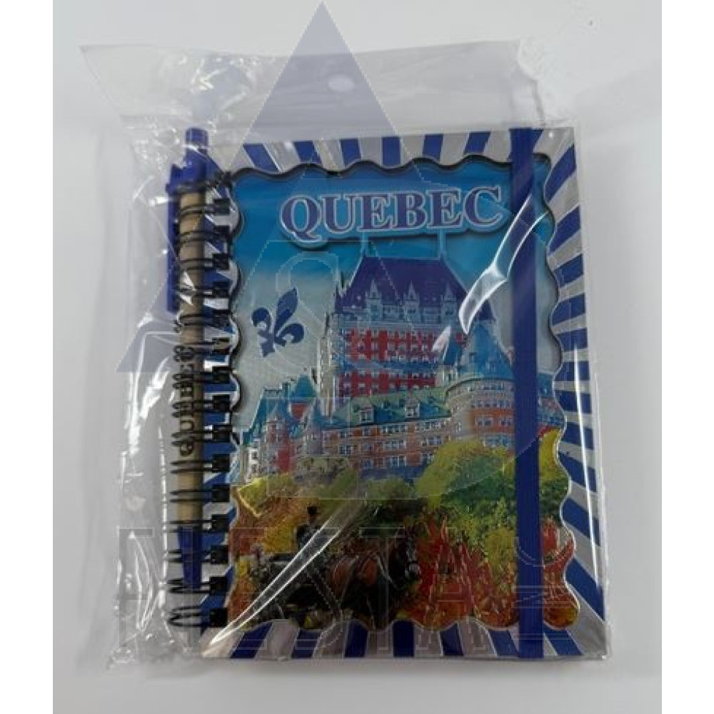 QUEBEC SPIRAL 3D MDF NOTE BOOK WITH PEN