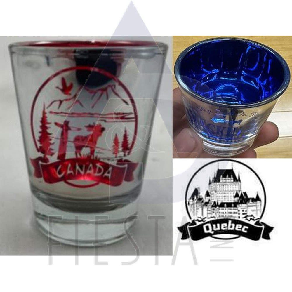 QUEBEC RED SHOT GLASS WITH LANDMARKS LOGO