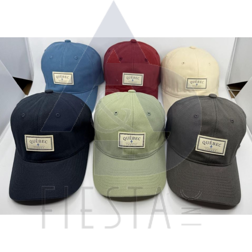 QUEBEC CAP WITH RECTANGLE PATCH "QUEBEC/FLEUR DE LYS/CANADA" ASSORTED COLORS