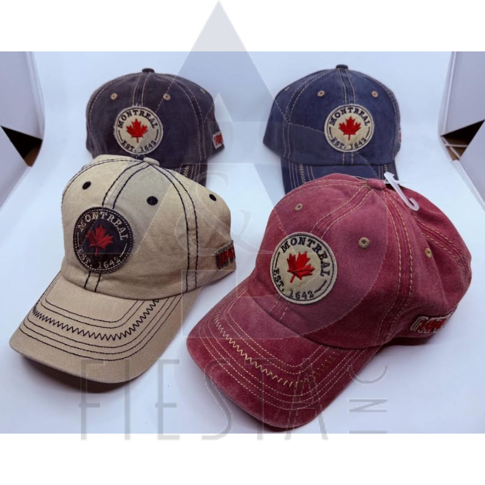 MONTREAL CAP WITH ROUND PATCH WITH "MONTREAL/MAPLE LEAF/EST. 1642, SIDE PATCH MONTREAL/1642 ASSORTED COLORS