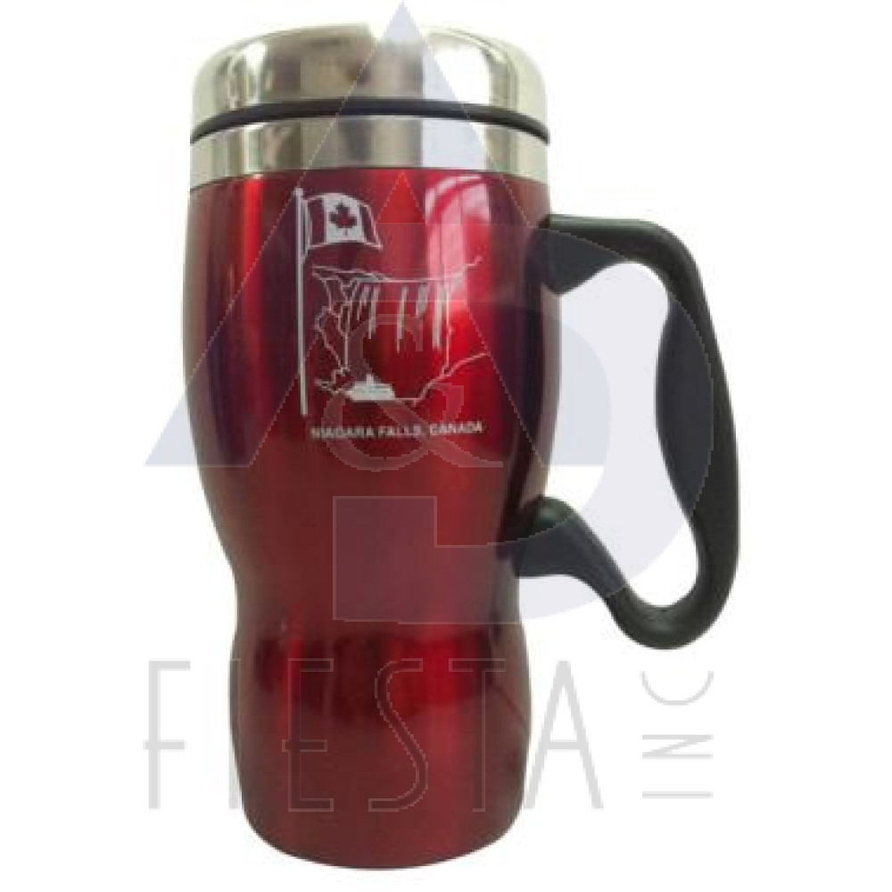NIAGARA FALLS STAINLESS STEEL TALL COFFE MUG 16 OZ. RED