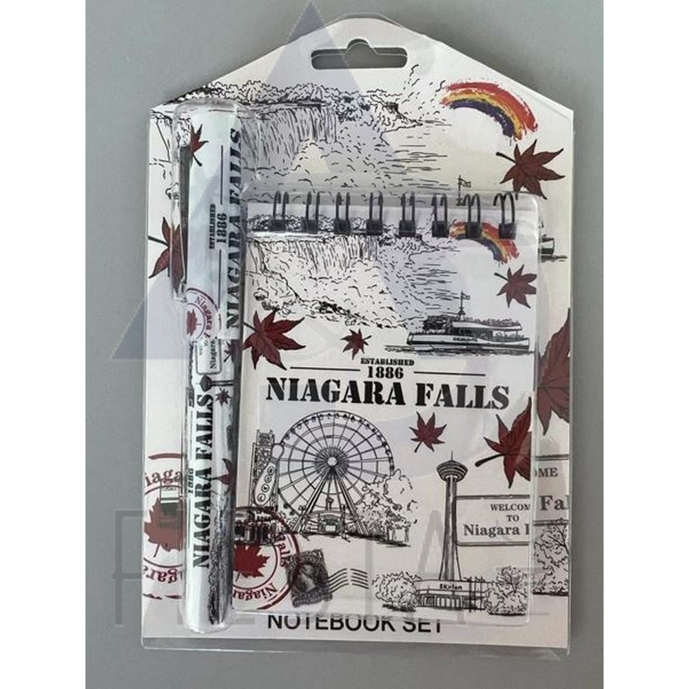 NIAGARA FALLS NOTE BOOK AND PEN SET ON BLISTER CARD