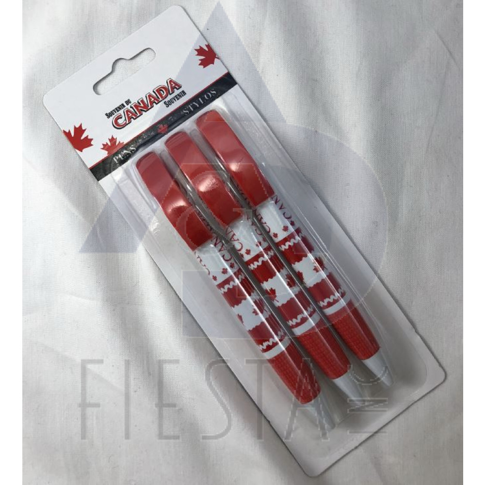 CANADA RUBBER GRIP PEN WITH FANCY CLIP 3 PACK