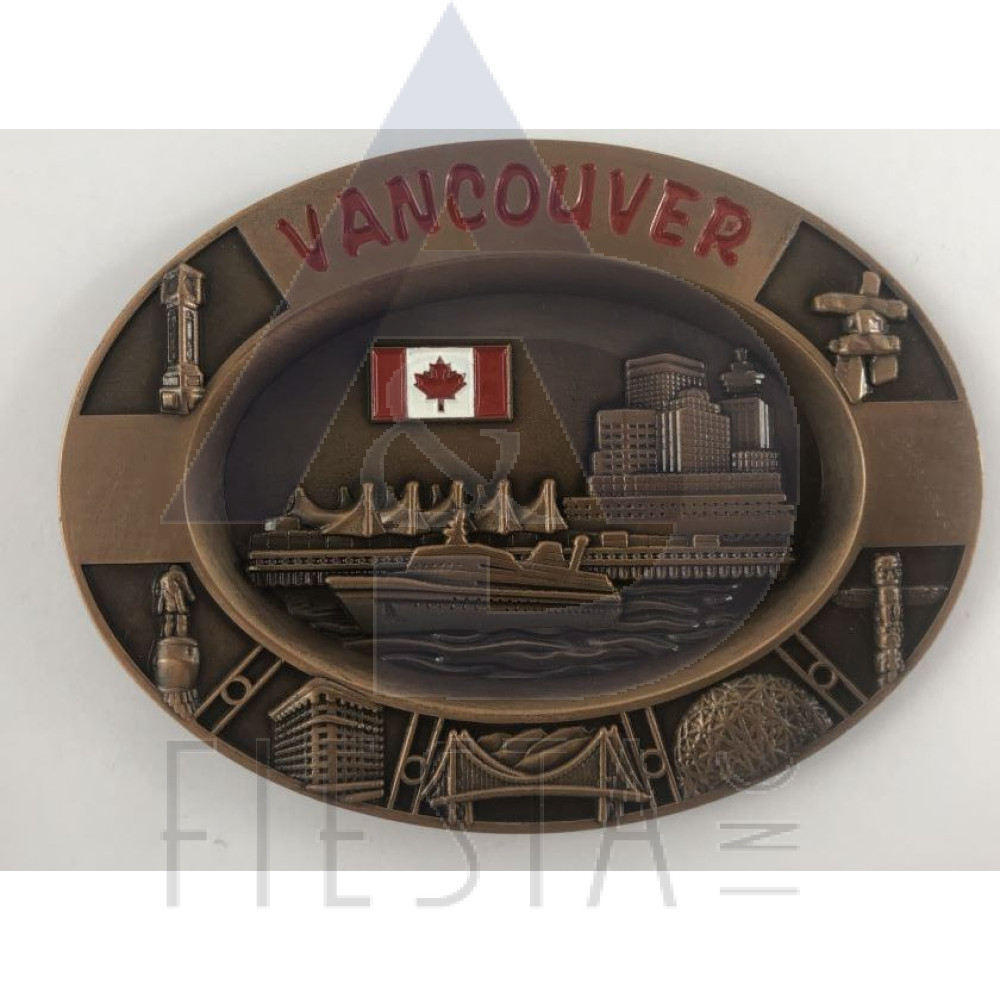 VANCOUVER METAL OVAL PLATE WITH LANDMARKS IN ACRYLIC BOX MAGNET