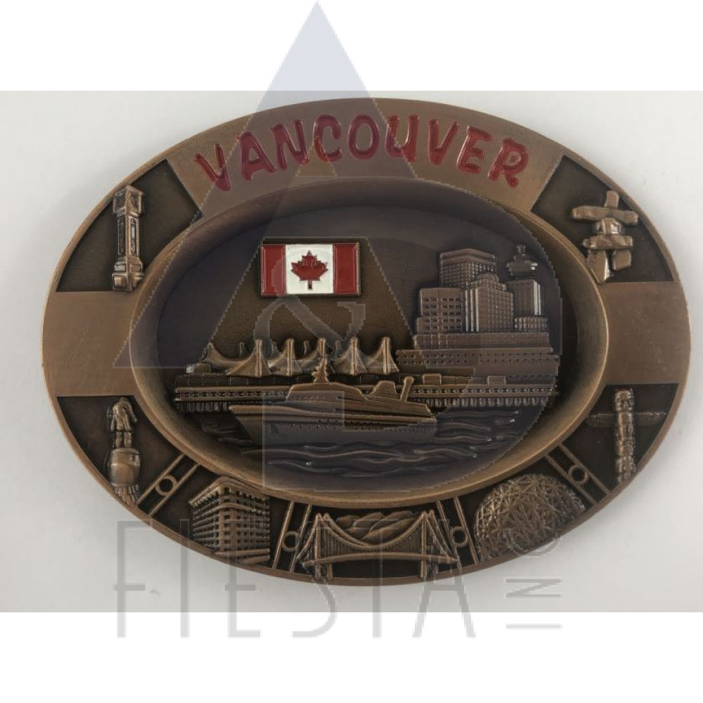 VANCOUVER METAL OVAL PLATE WITH LANDMARKS IN ACRYLIC BOX