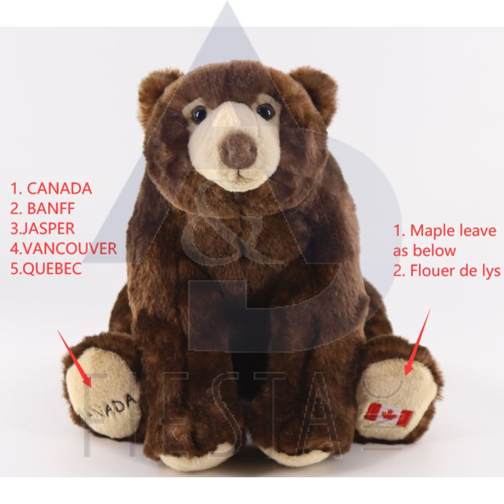 VANCOUVER PLUSH 38 CM HAIRY BROWN GRIZZLY BEAR