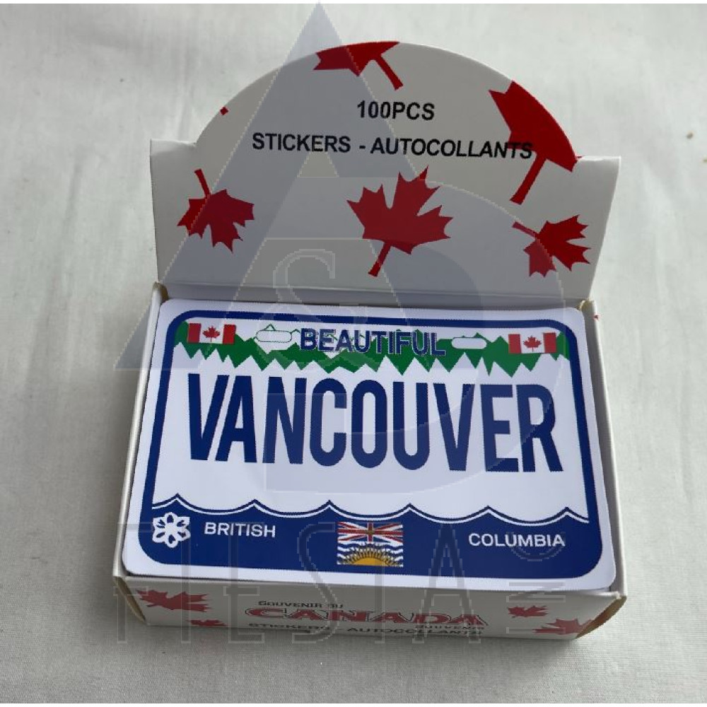 VANCOUVER LICENSE PLATES STICKER WITH GREEN IN BOX