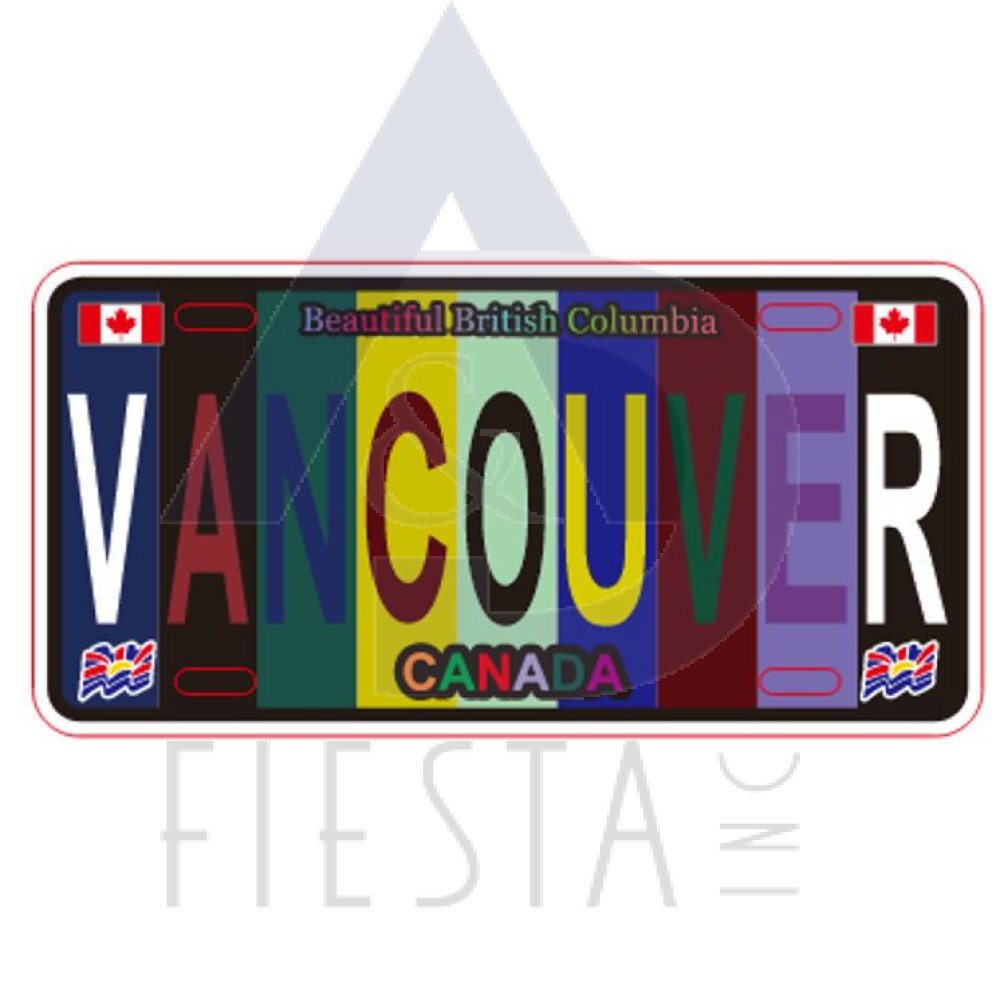 VANCOUVER LARGE SIZE LICENSE PLATE "VANCOUVER" MULTI DARK COLOR 30X15 CM