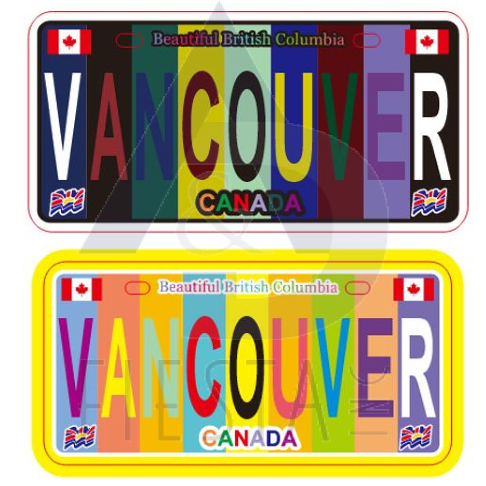 VANCOUVER "FOIL" LICENSE PLATE "VANCOUVER" MULTI DARK/LIGHT COLOR ASSORTED 10X5 CM MAGNET