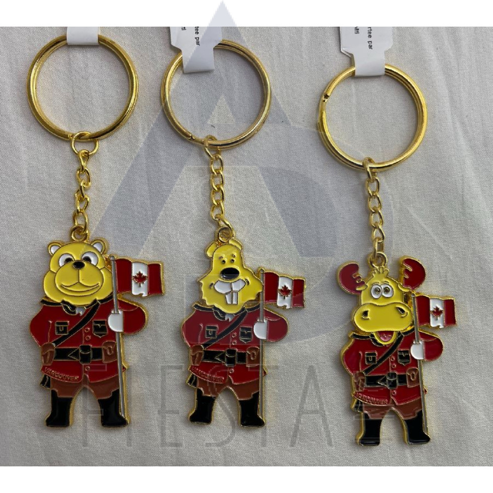 VANCOUVER RCMP MOOSE/BEAR/BEAVER ASSORTED KEY CHAIN