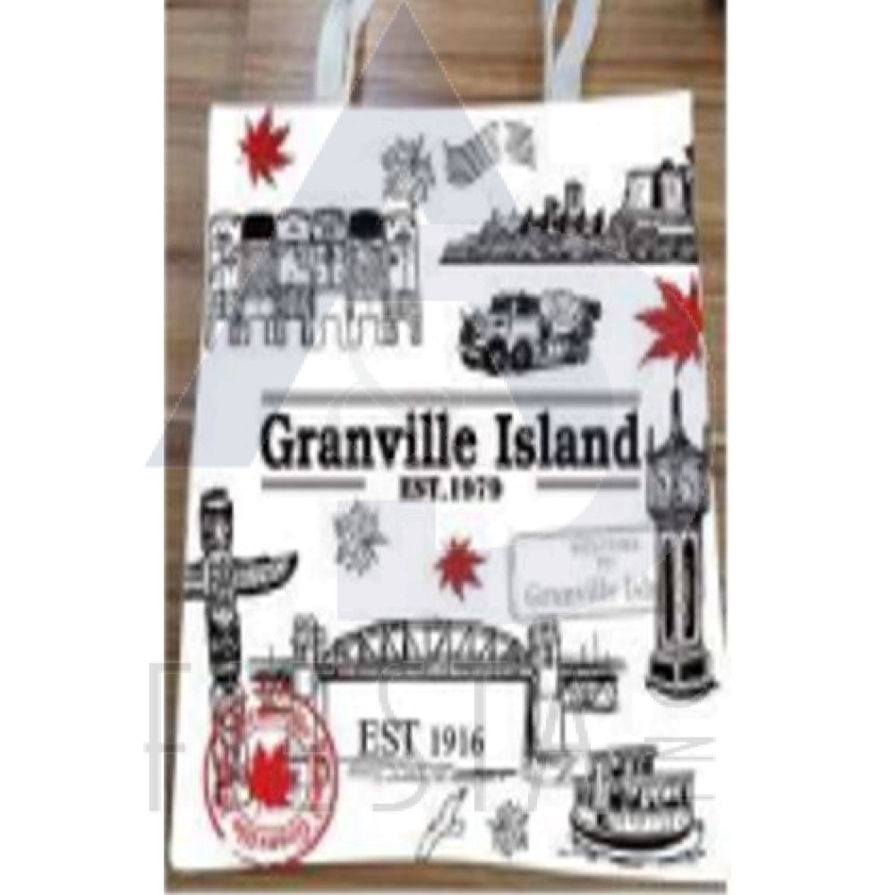 GRANVILLE ISLAND, VANCOUVER CANVAS SHOPPING BAG WITH ICONS