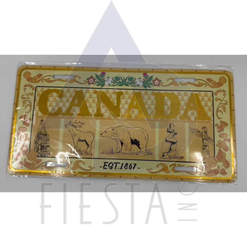 CANADA LARGE SIZE LICENSE PLATE 2-TONE "CANADA" WITH OBJECTS 30X15 CM