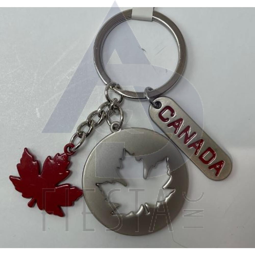 CANADA ROUND CUT-IN MAPLE LEAF WITH HANGING FITED LEAF KEY CHAIN 