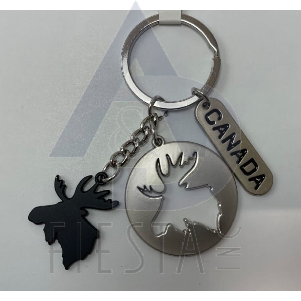 CANADA ROUND CUT-IN MOOSE WITH HANGING FITED MOOSE KEY CHAIN 
