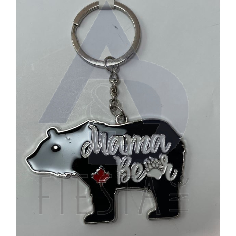 CANADA BLACK "MAMA BEAR'' WITH MAPLE LEAFS KEY CHAIN