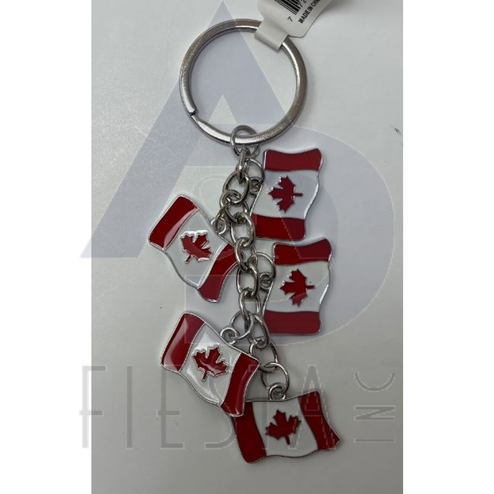 CANADA 5 WAVY FLAGS CHARMS KEY CHAIN 