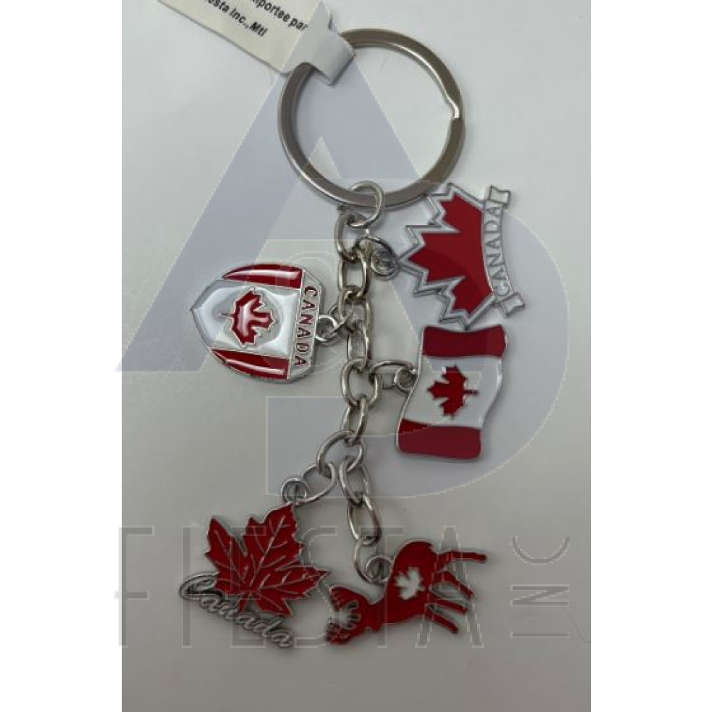 CANADA CHARMS, WAVY FLAG/MOOSE/FLAG SHEILD/2 STYLES MAPLE LEAFS KEY CHAIN 