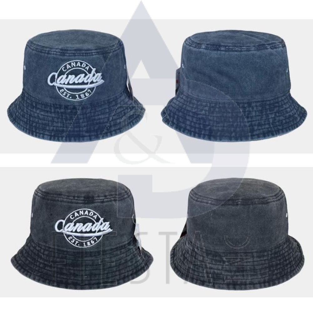格安 CANADA BUCKET HAT WITH EMBROIDERY LOGO 3 ASSORTED COLORS 帽子