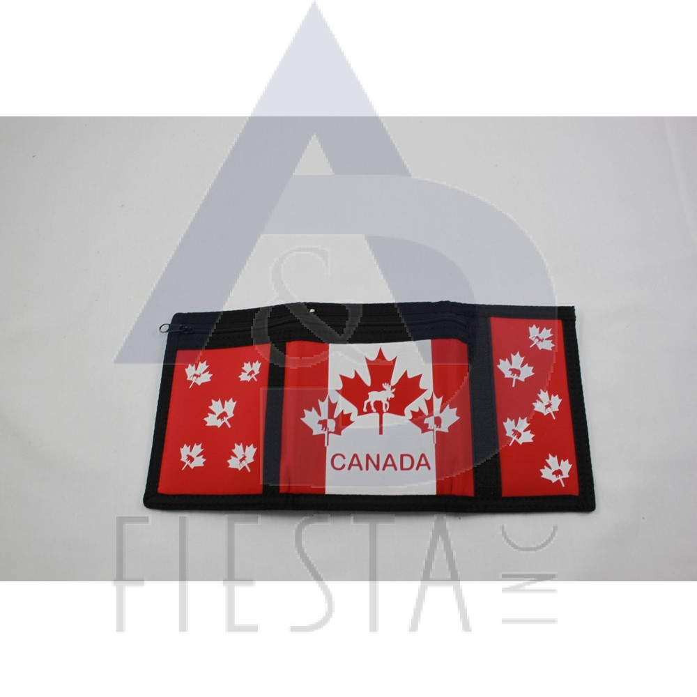 CANADA 3 FOLD NYLON WALLET WITH MAPLE LEAFS