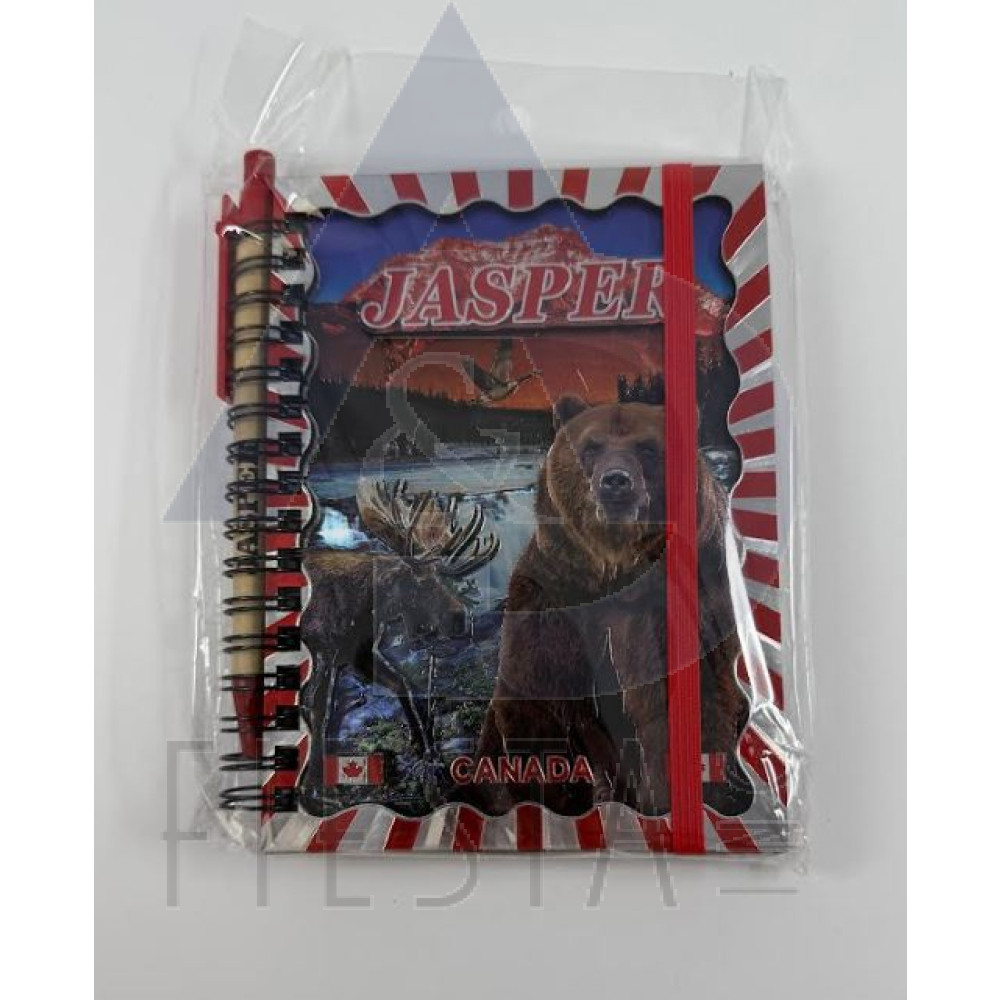 JASPER SPIRAL NOTE BOOK WITH WOODEN 3D COVER WITH PEN
