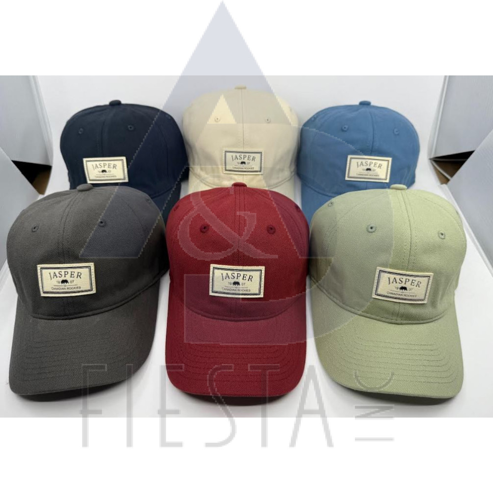 JASPER CAP WITH RECTANGLE PATCH "JASPER 19 BEAR 07 CAN.ROCK." ASSORTED COLORS