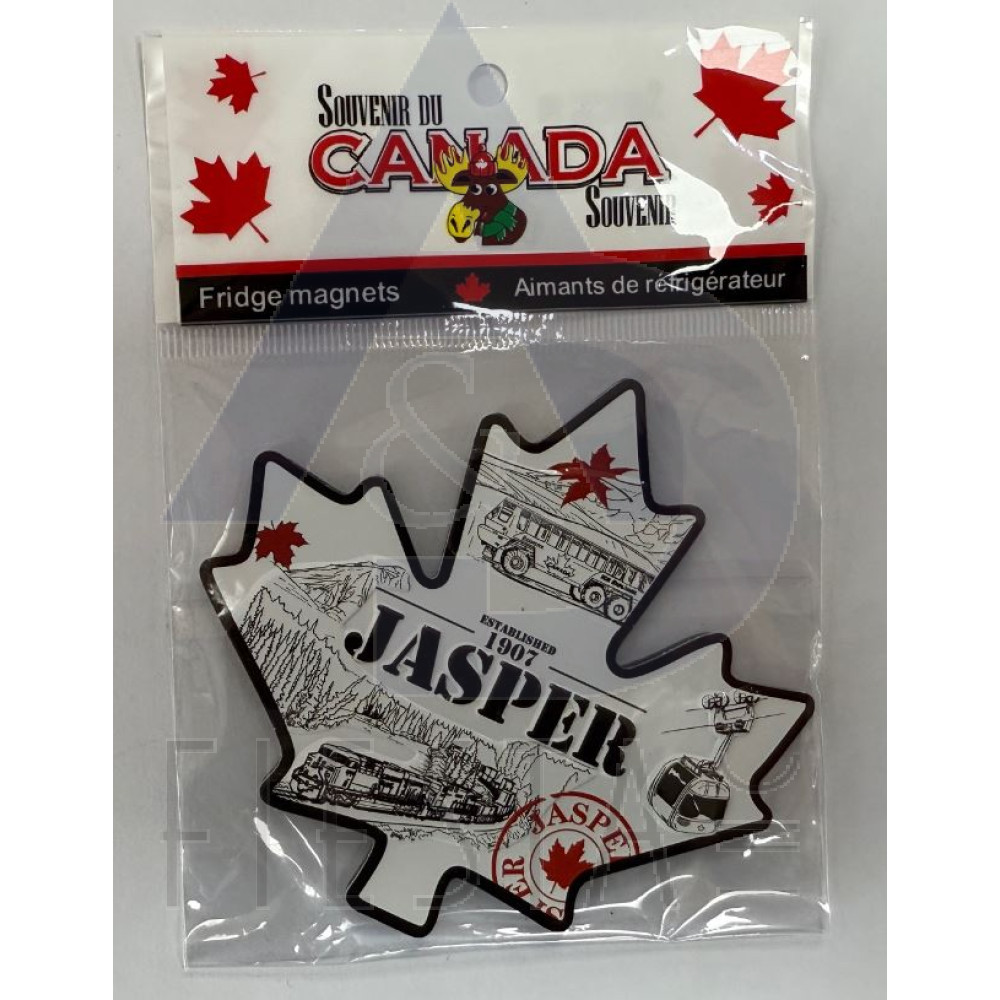 JASPER TINPLATE MAPLE LEAF SHAPE WITH ICONS MAGNET 