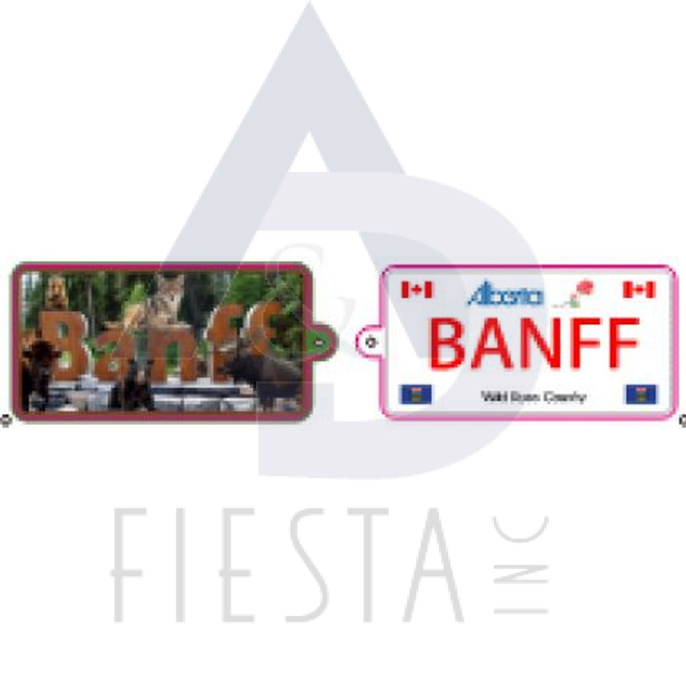 BANFF LICENSE PLATE WITH ANIMALS 2 SIDED KEY CHAIN 