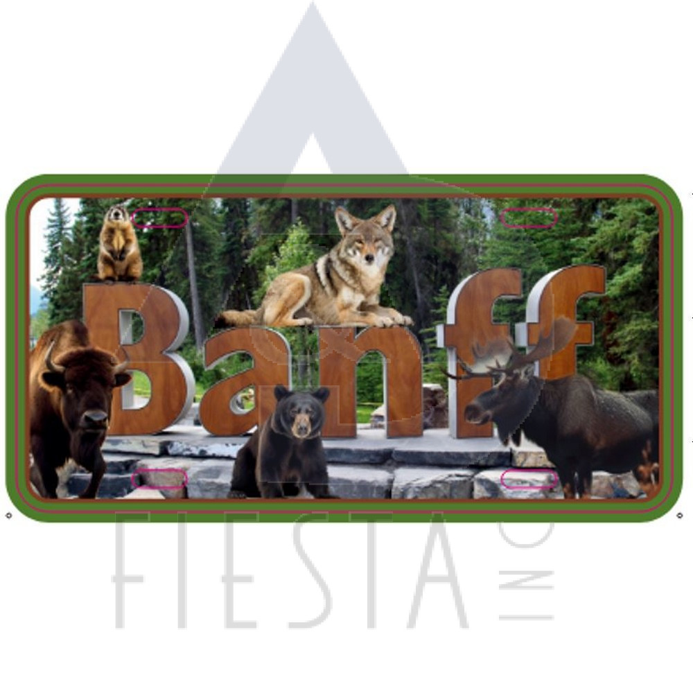 BANFF LICENSE PLATE WITH ANIMALS 10X5 CM MAGNET