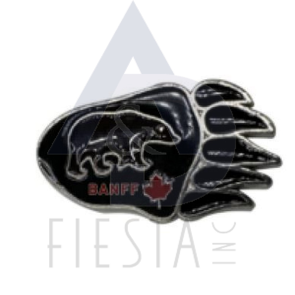 BANFF METAL BEAR FOOT STEP SHAPE WITH BEAR AND MAPLE LEAF MAGNET