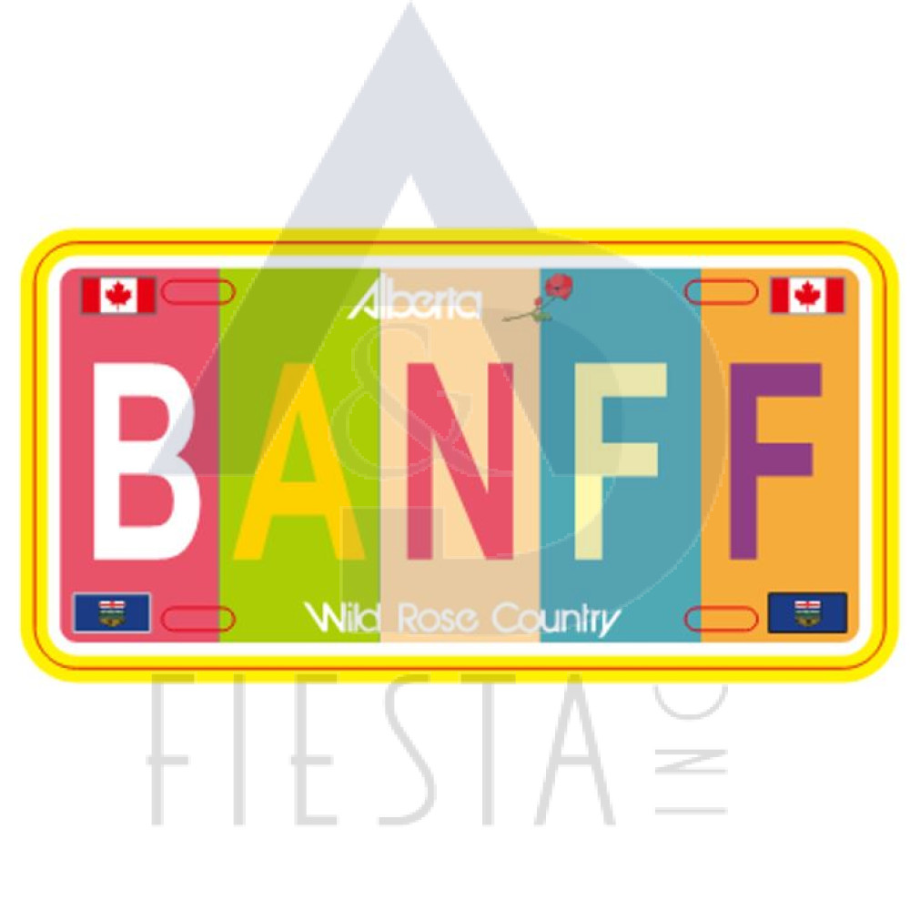 BANFF LARGE SIZE LICENSE PLATE "BANFF" MULTI LIGHT COLOR 30X15 CM