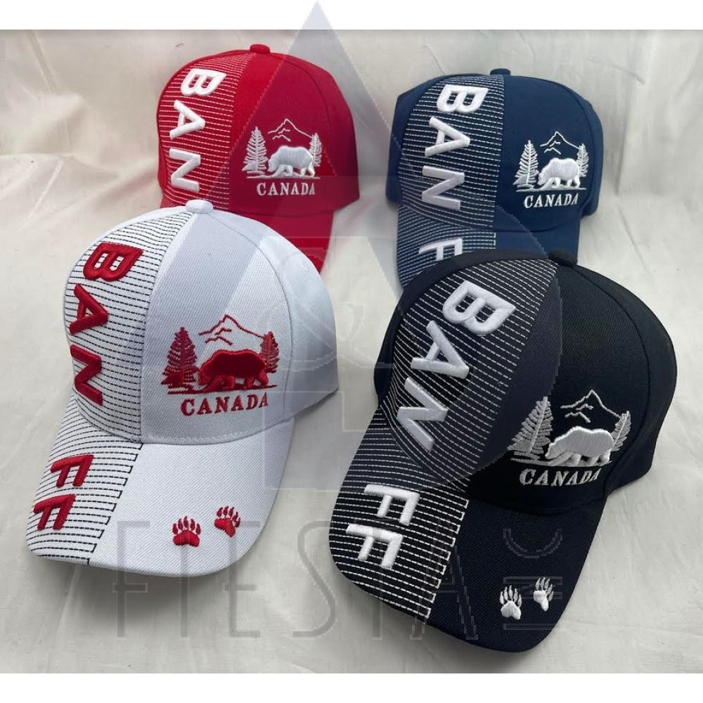 BANFF CAP WITH 3D “BAN” ON CAP "FF" ON VISER WITH BEAR IN FORECT ASSORTED COLORS